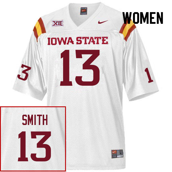 Women #13 Iowa State Cyclones College Football Jerseys Stitched Sale-White